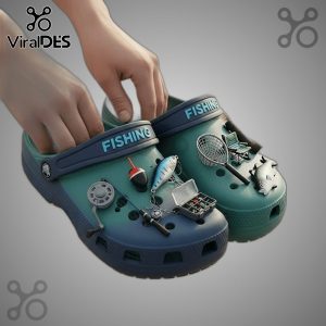 Fishing Crocs Clogs with fun fishing-themed charms!