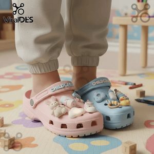 Premium Crocs clogs for childcare workers with fun, colorful charms. Comfortable and stylish footwear for daycare professionals.