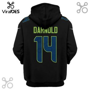 Back of black hoodie with 'Darnold' and '14' in team colors and design.!