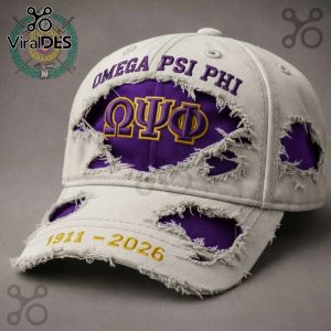 Omega Psi Phi 1911-2026 Fraternity Distressed Embroidered Baseball Cap