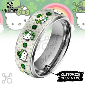 Hello Kitty Custom Name Silver Tungsten Ring