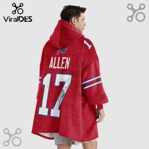 Red hooded blanket with Buffalo Bills logo, 'ALLEN' name, and number 17 on the back.!