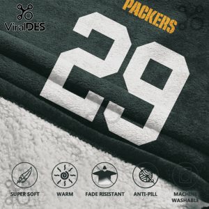 Green Bay Packers blanket. The text 'Packers' and the number '29' are printed in white and yellow.!