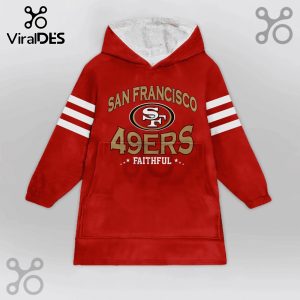 Red hooded blanket featuring the San Francisco 49ers logo and 'Faithful' text.!