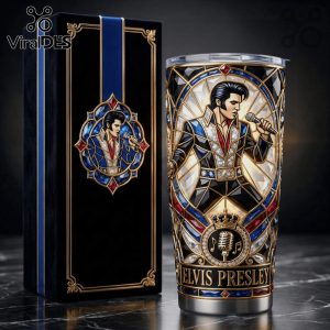Elvis Presley Premium Stained Glass Art 3D Stainless Steel Tumbler