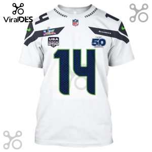 A Seattle Seahawks #14 jersey t-shirt with Super Bowl and 50th anniversary patches.!