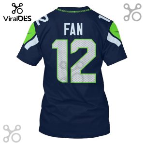 A sports jersey with the name FAN and the number 12, green and blue.!