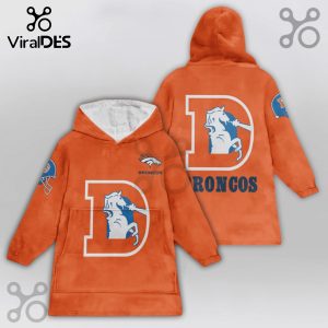 Orange blanket hoodie featuring the Denver Broncos logo and helmet design.!