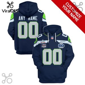 Seattle Seahawks Personalized 50th Anniversary Football 3D Hoodie