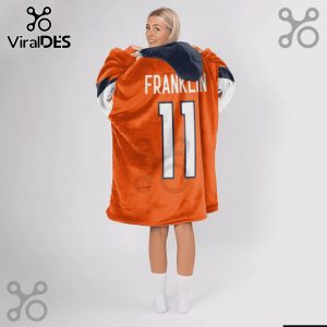 Snuggle Blanket Hoodie featuring the name FRANKLIN and the number 11 on a bronze and navy color scheme.!