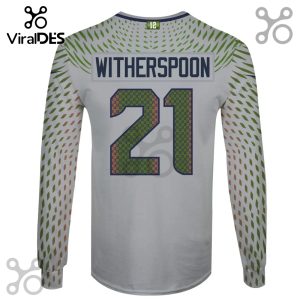 Long sleeve shirt with 'WITHERSPOON' and the number '21' filled with repeating '12' designs.!