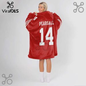 Red oversized hoodie blanket featuring the name 'PEARSALL' and number '14' in white font.!