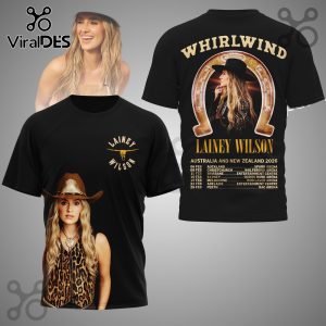 Black t-shirt featuring Lainey Wilson tour dates and images.!