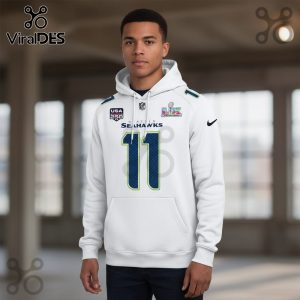 Seattle Seahawks Smith-Njigba 11 Super Bowl LVIII 3D Graphic Pullover Hoodie