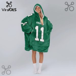 Green oversized hooded blanket with 'EAGLES' and number 11, eagle emblem on the sleeve.!