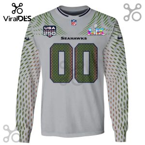 Seattle Seahawks Super Bowl LVIII custom long sleeve shirt with team logos and '00' numbering.!