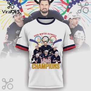 T-shirt with 2026 Winter Olympics design. Team USA hockey players with the text 'Champions'.!