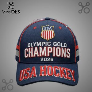USA Hockey Olympic Gold Champions 2026 hat. Features USA shield and team name.!
