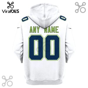 White hoodie with custom text ANY NAME above the number 00, in a sports jersey style.!