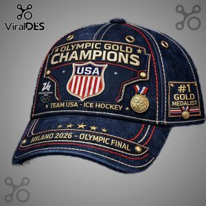 Olympic Gold Champions Team USA Ice Hockey Milano 2026 Olympic Final denim hat design.!