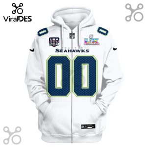 White Seattle Seahawks custom hoodie featuring the team logo and number 00.!