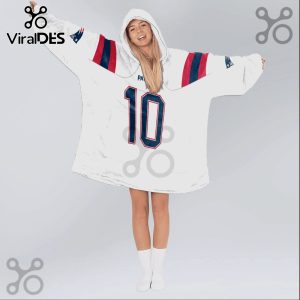 New England Patriots Maye 10 White Jersey Oversized Blanket Hoodie