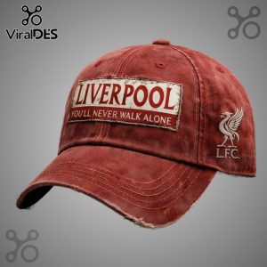 Red cap with 'Liverpool You'll Never Walk Alone' patch and L.F.C. emblem.!