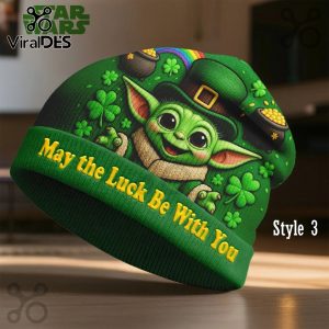 Yoda St. Patrick's Day beanie hat. Star Wars themed lucky green hat.