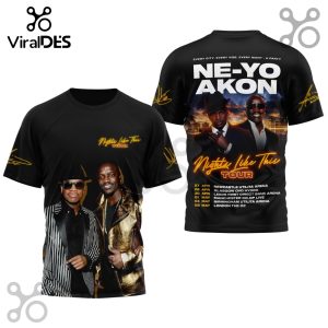 NE-YO & AKON 2026 Tour 3D T-Shirt: Concert tee featuring vibrant graphic design, perfect for fans!