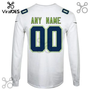 Customizable white long-sleeve jersey with any name and the number 00 in blue and green.!
