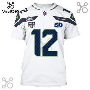 Seahawks jersey style shirt with number 12, Super Bowl and 50th anniversary patches.!