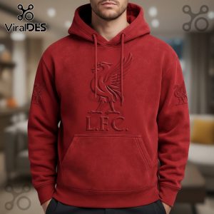 Red hoodie with embossed Liverpool Football Club Liverbird logo and 'L.F.C.' text!