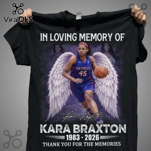 T-shirt featuring Kara Braxton memorial design with basketball and angel wings.!