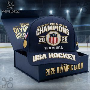 2026 Olympic Gold Medal Champions hat with USA Hockey text and logo.!