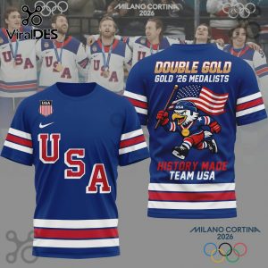 USA hockey jersey for the Milano Cortina 2026 Olympics with 'Double Gold' text and an eagle graphic.!