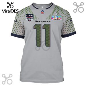 Gray Seattle Seahawks jersey with the number 11 filled with patterned Seahawks logos.!