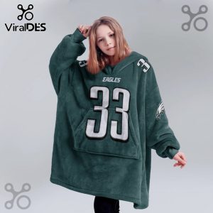 Philadelphia Eagles Cooper DeJean 33 Football Blanket Hoodie