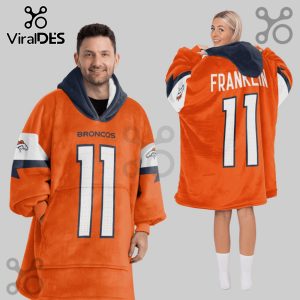 Denver Broncos Troy Franklin 11 Football Oversized Blanket Hoodie
