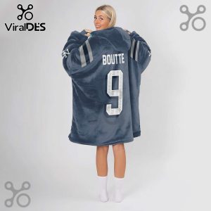 Hooded blanket featuring 'BOUTTE' and the number '9' in a sports jersey style on the back.!