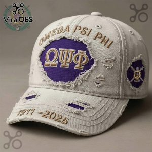 Omega Psi Phi 1911-2026 Premium Embroidered Distressed Dad Hat