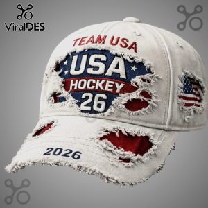 USA Hockey Team 2026 Distressed Vintage Design Baseball Cap