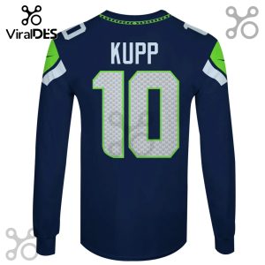 KUPP 10 navy long sleeve sports jersey with green accents and arrow pattern on numbers.!