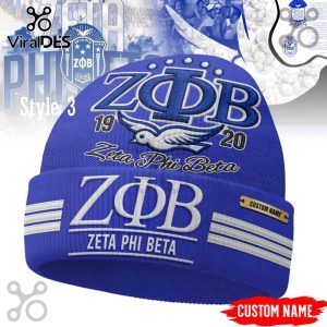 Blue beanie with ZPhiB letters, bird, and '1920'. Includes custom name option.!