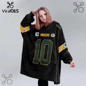 Green Bay Packers Jordan Love 10 Captain NFL Blanket Hoodie