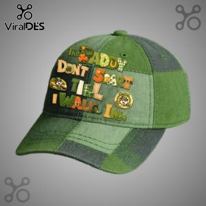 Patchwork cap with 'The Daddy Don't Start Til I Walk In' text and St. Patrick's Day icons.!