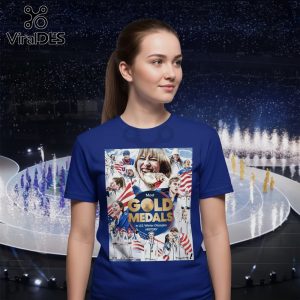 USA Winter Olympics Gold Medals Team Graphic Print Fan Souvenir T-Shirt