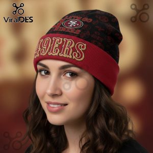 San Francisco 49ers Lets Go Niners Team Logo Beanie Hat