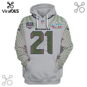 Seattle Seahawks hoodie with number 21, NFL logo, and Super Bowl LVI design!