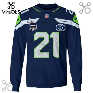 Long sleeve shirt featuring a Seattle Seahawks jersey design with the number 21!
