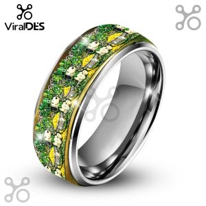 Snoopy St. Patrick's Day Silver Tungsten Ring - Lucky charm jewelry for fans!